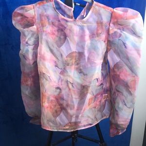 See through long sleeved floral long sleeved shirt